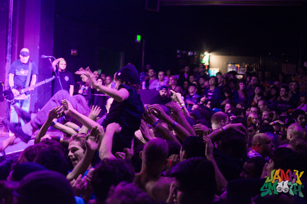 Adolescents stage dive