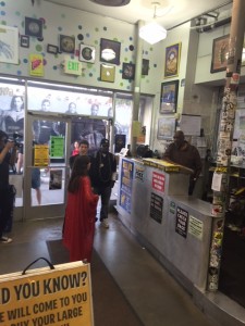 Teri Gender Bender Serenading Employees at Amoeba