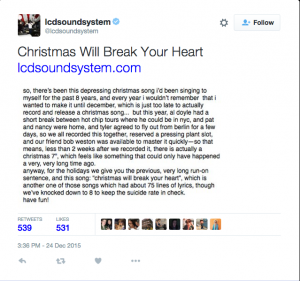 LCD Soundsystem Xmas Tweet