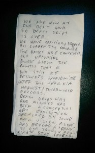 Death Grips Break Up Letter