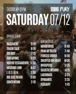 Sound and Fury 2025 Saturday Set Times