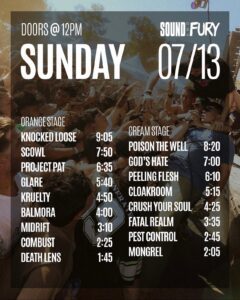 Sound and Fury 2025 Sunday Set Times